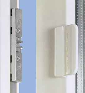 Balcony door latch with handle